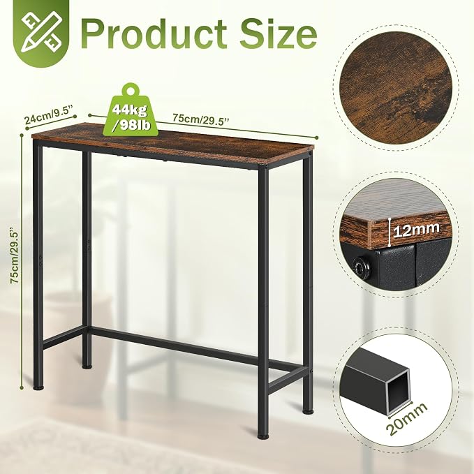 Sturdy Console Table with 98 lb Capacity, Stable Wobble-Free Design - Image 2