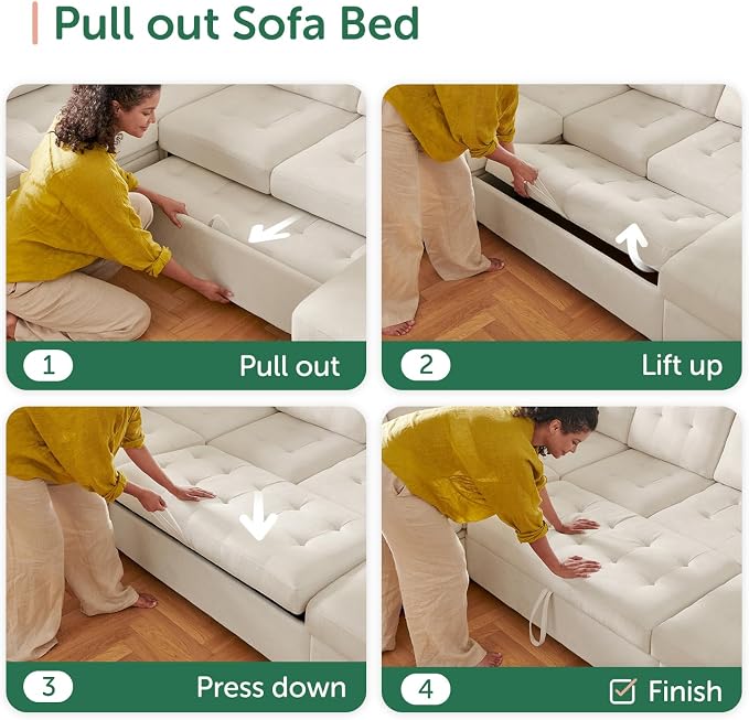 HONBAY Sleeper Sectional Sofa - Image 4