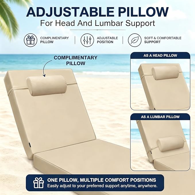Chaise Lounge Cushion for Outdoor Furniture, Waterproof, Fade-Resistant and - Image 8