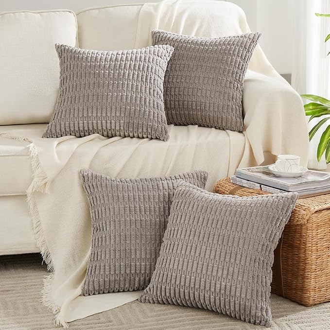 Fancy Homi 4 Packs Grey Decorative Throw Pillow Covers 16x16 Inch by Fancy+Homi