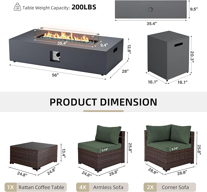 UPHA 9 Pieces Patio Furniture Sets, Wicker Outdoor Sectional Sofa Couch - Image 2