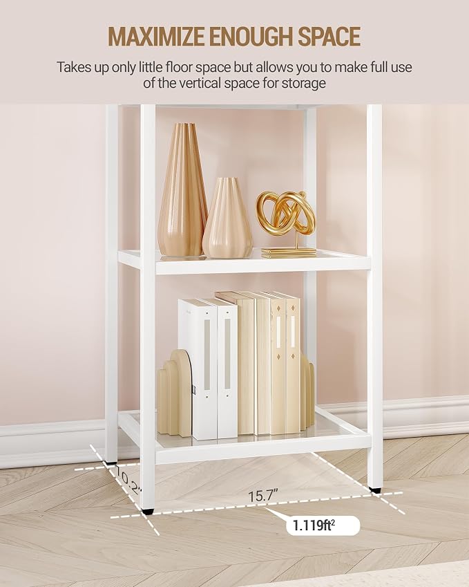 Hzuaneri Bookcase Bookshelf, Tempered Glass Bookshelves, Slim Shelving Unit - Image 5