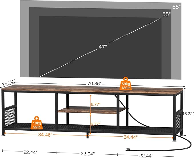 VECELO TV Stand with Power Outlets - Image 8