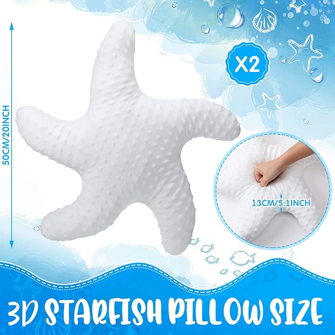 Fumete Starfish Pillow Beach Starfish Shaped Throw Pillows 20'' Stuffed Animal - Image 2