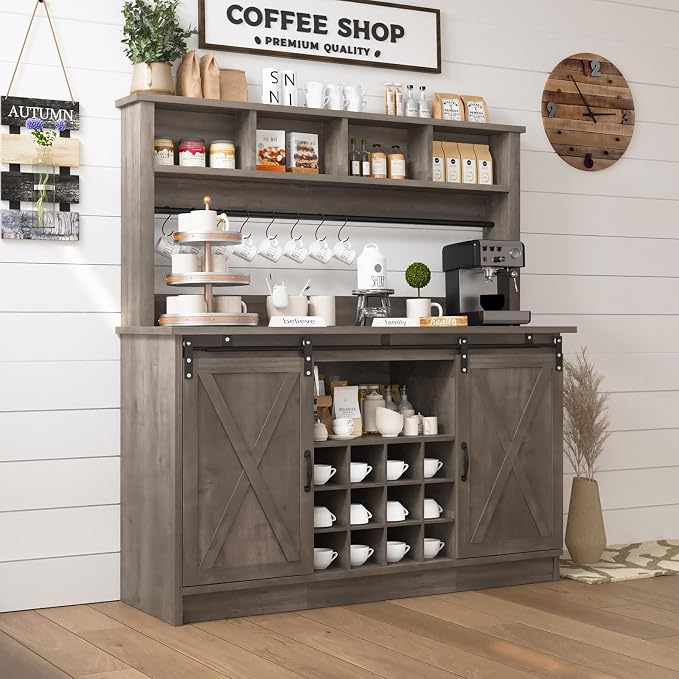 4ever2buy Farmhouse Coffee Bar Cabinet - Image 8