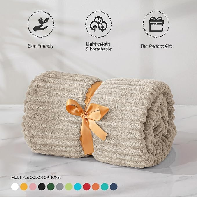 BEDELITE Fleece Blanket King Size – 3D Ribbed Jacquard Soft and Warm Decorative - Image 4