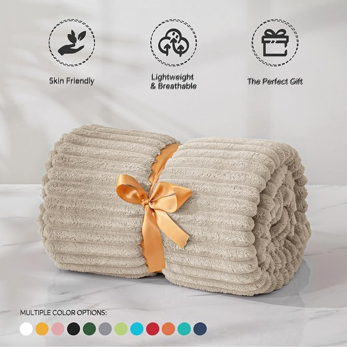 BEDELITE Fleece Blanket Twin Size – 3D Ribbed Jacquard Soft and Warm Decorative - Image 4