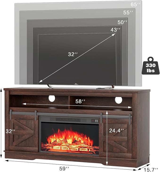 YESHOMY Fireplace TV Stand for Television up to 65+ Inch - Image 7