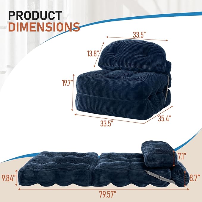 Folding Sofa Bed, Convertible Sleeper Chair - Image 2