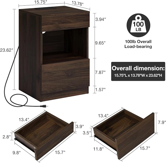 HOMMPA Set of 2 Open Shelf LED Nightstands - Image 2