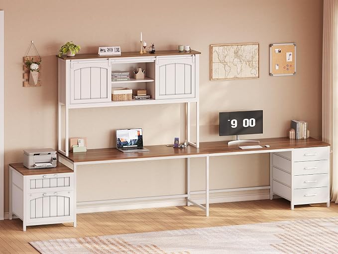 SEDETA Farmhouse L Shaped Office Desk - Image 9