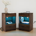 HOMMPA Set of 2 Open Shelf LED Nightstands by Hommpa