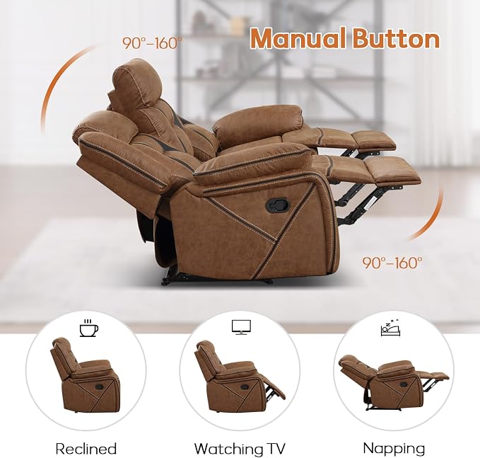 EBELLO Faux Leather Recliner Sofa Furniture Set - Image 4