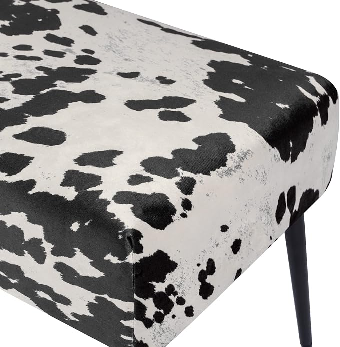 DUHOME Velvet Bench Ottoman, Upholstered Bedroom Benches Cow Print End of Bed - Image 8
