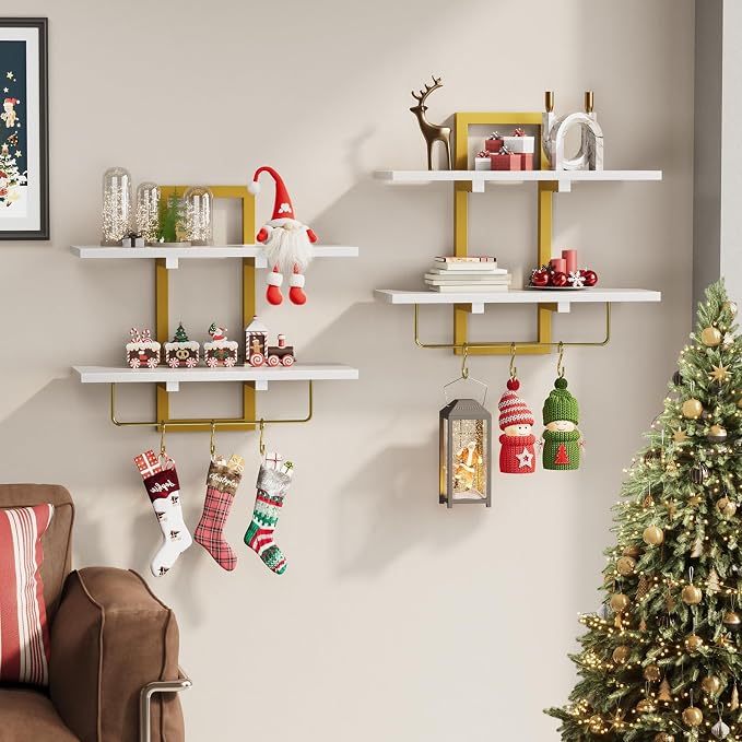 Creso hom Floating Shelves, Hanging Bathroom Shelves 2-Tier, Wall Mounted - Image 8