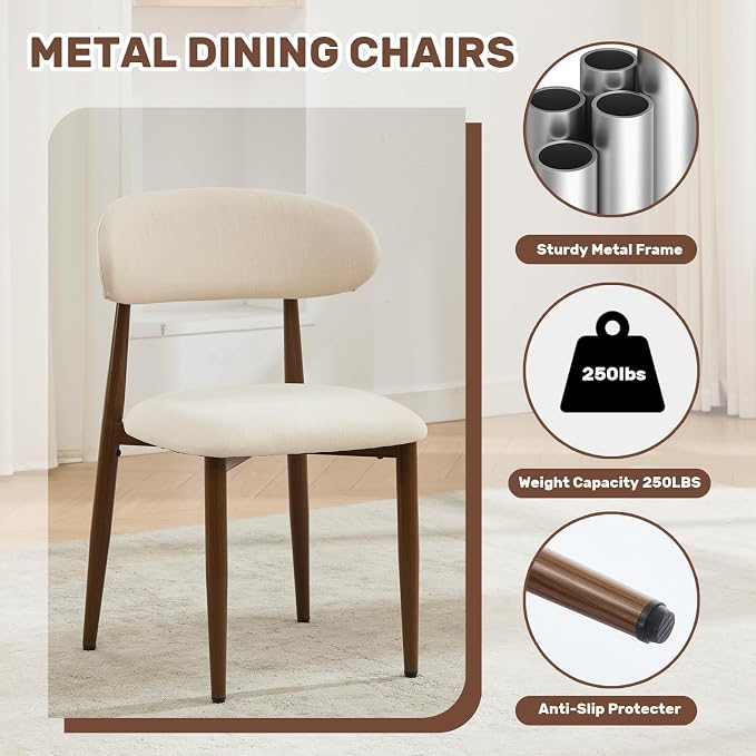 UVV Dining Chairs Set of 4, Metal Kitchen Chairs - Image 7