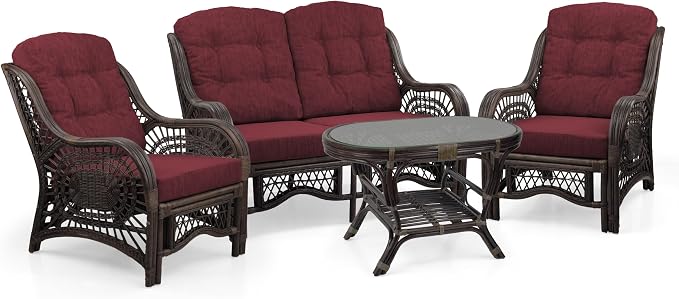 Malibu Lounge Loveseat Sofa Natural Rattan Wicker Handmade Design - Image 4