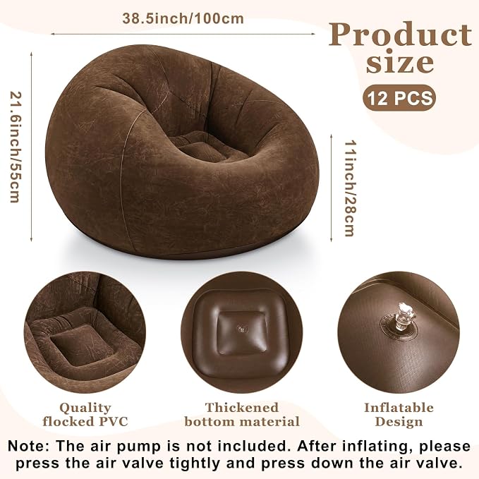 Realspring Inflatable Bean Bag Chairs Outdoor Blow up Camping Chairs Inflatable - Image 3