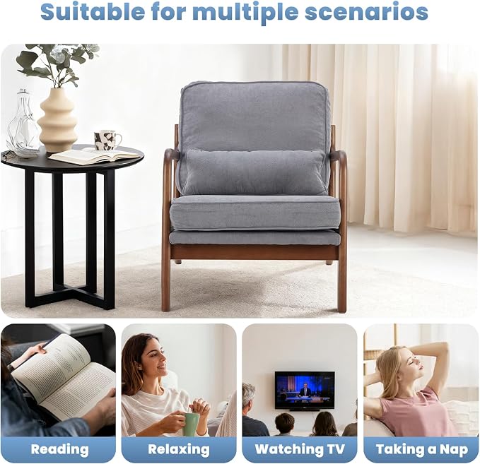 DUMOS Mid Century Accent Chair, Modern Living Room Chair - Image 7