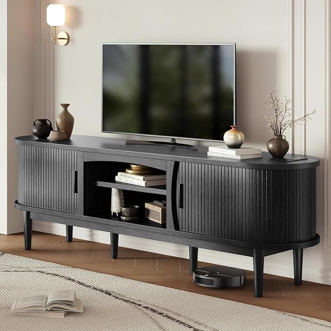 Decofy Mid Century TV Stand for TVs up to 80 Inches, Entertainment Center - Image 7
