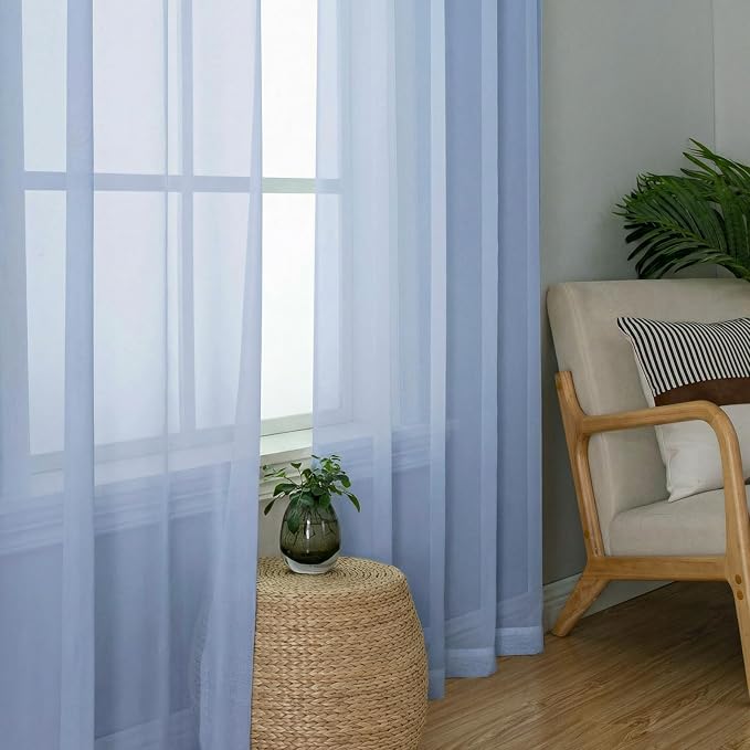 OWENIE Sheer Curtains 90 inches Long 2 Panels Set - Image 8