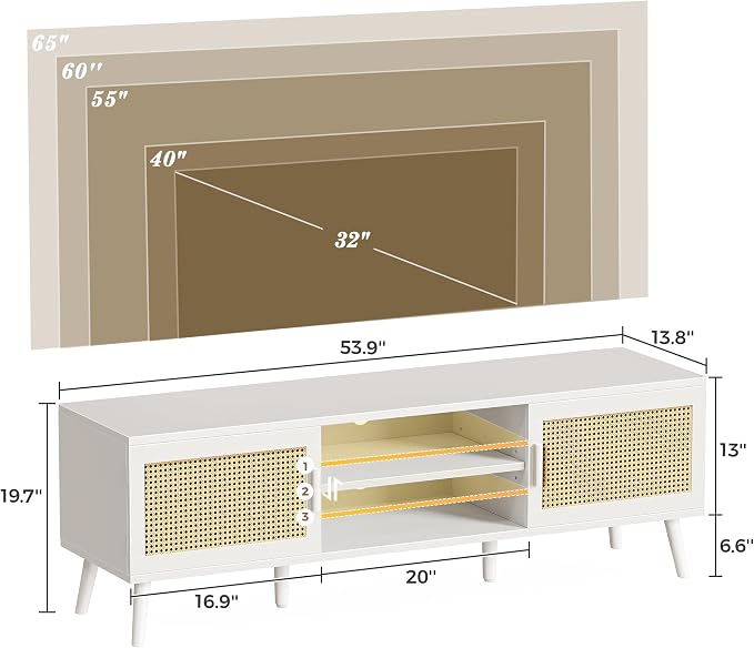 SUPERJARE TV Stand for 65 Inch TV, Entertainment Center - Image 7