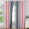 Pink and Grey Blackout Curtains 84 inch Length, Ombre Full Room Darkening by ESTELARTEXTILER