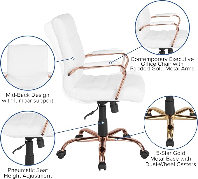 Flash Furniture Whitney Mid-Back Swivel LeatherSoft Desk Chair - Image 10