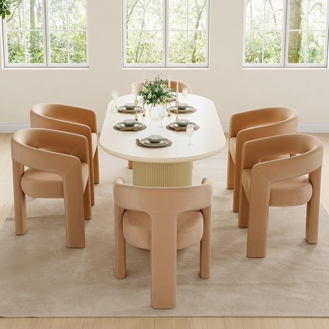 BESTANO Set of 4 Modern Velvet Fabric Upholstered Dining Chairs - Image 4