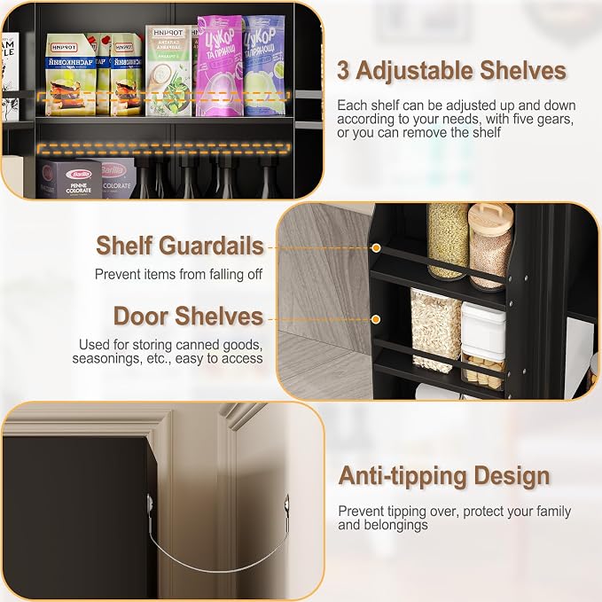 GAIOUS Metal Kitchen Pantry Cabinet, Storage Cabinets - Image 4
