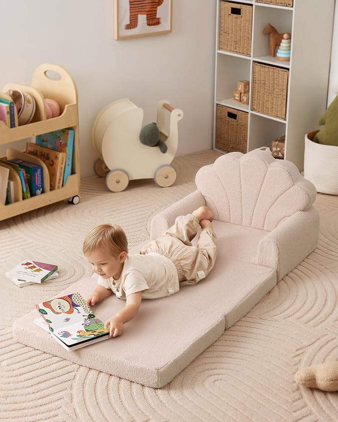 Blissful Diary Kids Couch, 2-in-1 Soft Toddler Couch Fold Out, Toddler Chair - Image 4