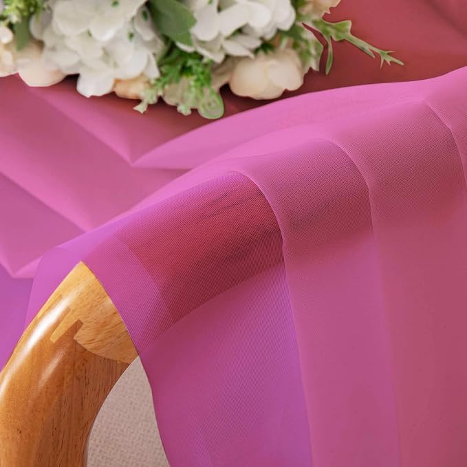 Chyhomenyc Hot Pink Sheer Curtains 84 Inches Long 2 Panels Set, Light Filtering - Image 6