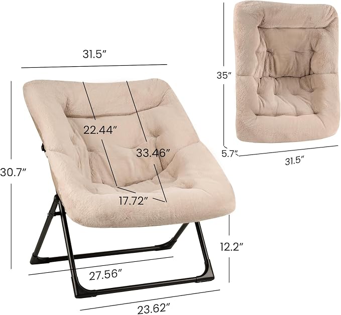 Comfy Saucer Chair for Adults, Soft Faux Fur Bedroom Chair, Accent Dorm Chairs - Image 3