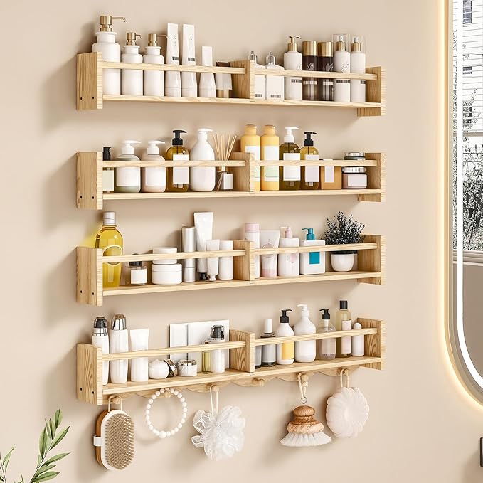 34Inch Nursery Bookshelves, Wall Floating Shelf Kids Coat Rack - Image 7