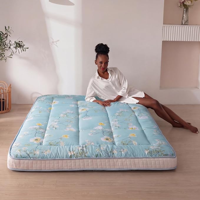 MAXYOYO Rustic Floral Korean Futon Mattress, Japanese Floor Mattress Quilted - Image 6