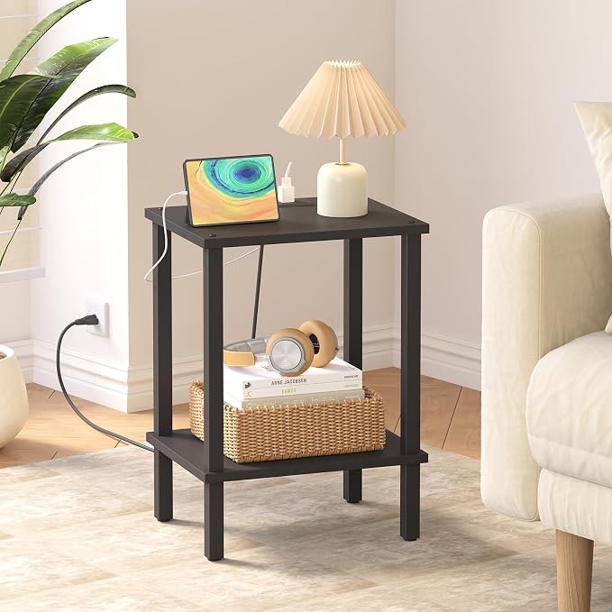 TUTOTAK End Table with Charging Station, Side Table with USB Ports and Outlets - Image 8