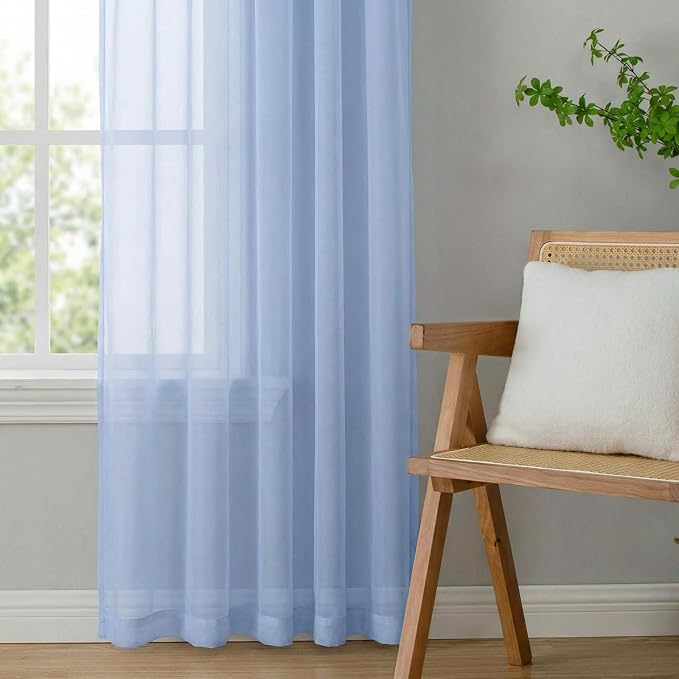 OWENIE Sheer Curtains 84 inches Long 2 Panels Set - Image 6