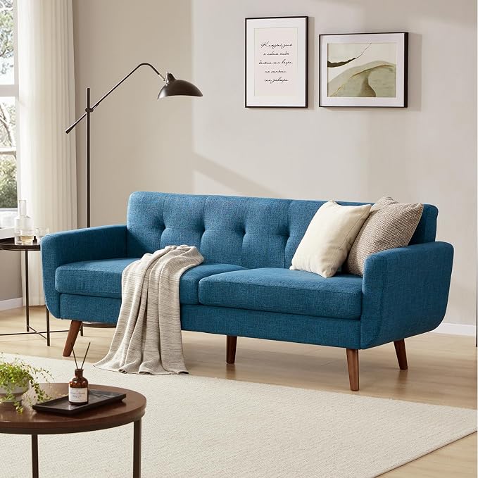 Tbfit 77.2" W Linen Sofa Couch, Mid Century Modern Decor Loveseat Couches by TBfit