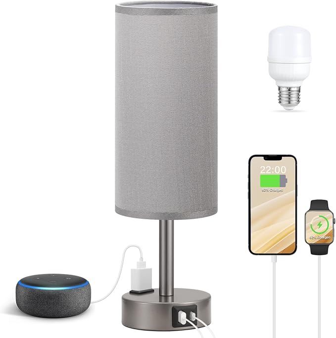 Fenmzee Grey Bedside Table Lamp by Fenmzeelighting