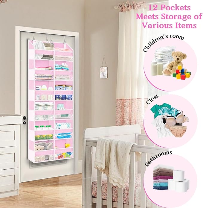 Over The Door Organizer 6 Tiers, Extra Large Behind Door Storage of 12 - Image 6