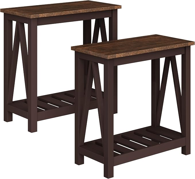 ChooChoo Farmhouse End Table, Rustic Vintage Narrow End Side Table by ChooChoo