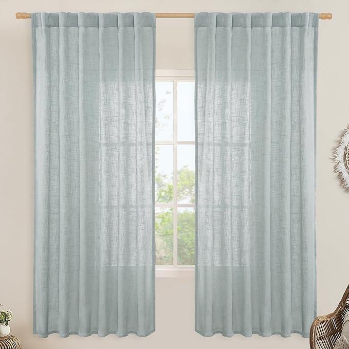 LAMIT Linen Blended Curtains for Bedroom, Faux Linen Textured Light Filtering by LAMIT