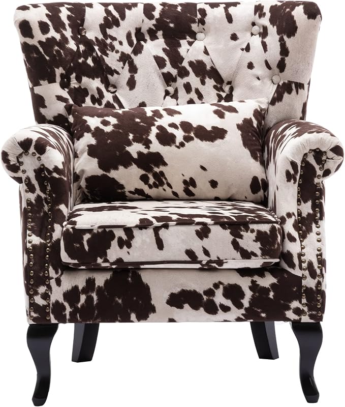 Mid Century Accent Chair Modern Button Tufted Armchair Wingback Club Chair by DMFurniture