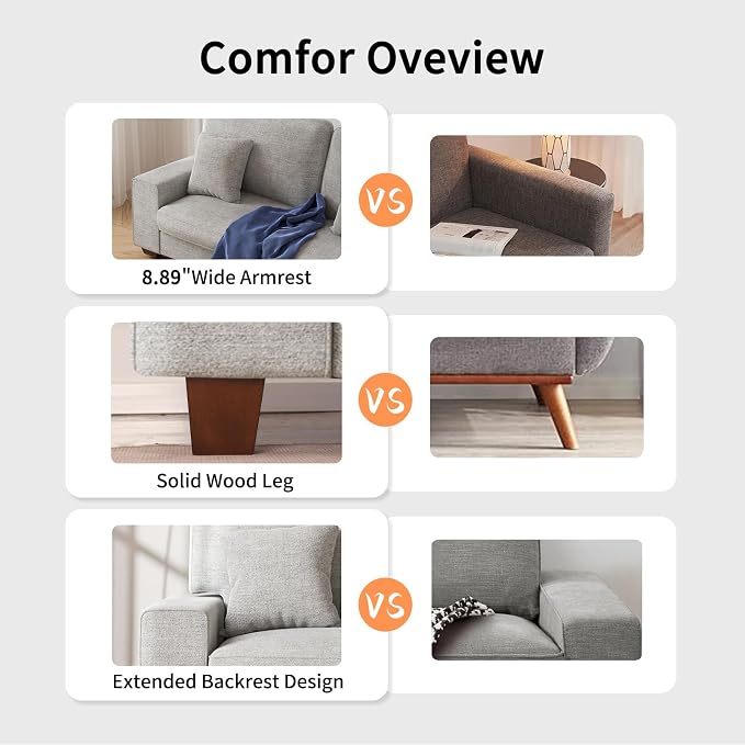 DOPEDIO Modern Loveseat Sofa for Living Room, Chenille Recliner, Removable Cover - Image 4