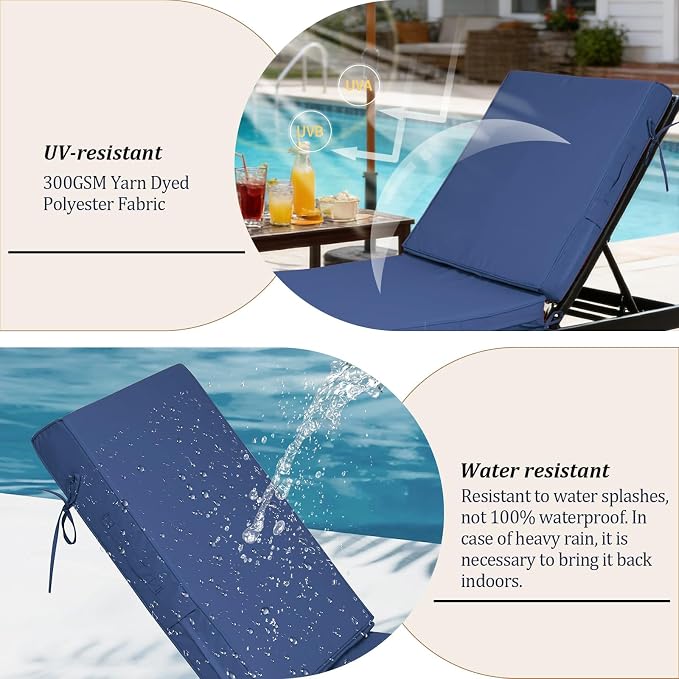 80x26x4in Lounge Cushions for Outdoor Furniture, Outdoor Lounge Chair Cushions - Image 4