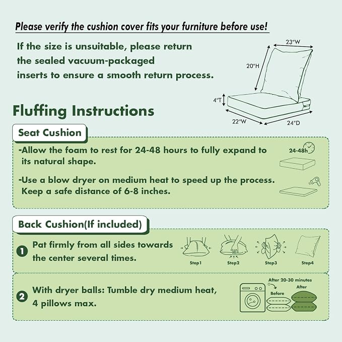 MIULEE Yellow Outdoor Seat Cushion 22x24 Inch Waterproof & 3 Year Fade - Image 8
