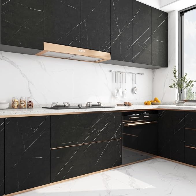 FunStick 36"x200" Black Marble Contact Paper Peel and Stick Countertop Paper - Image 3