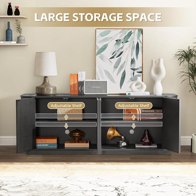 Fluted TV Stand for TVs Up to 75 Inch, Entertainment Center - Image 2