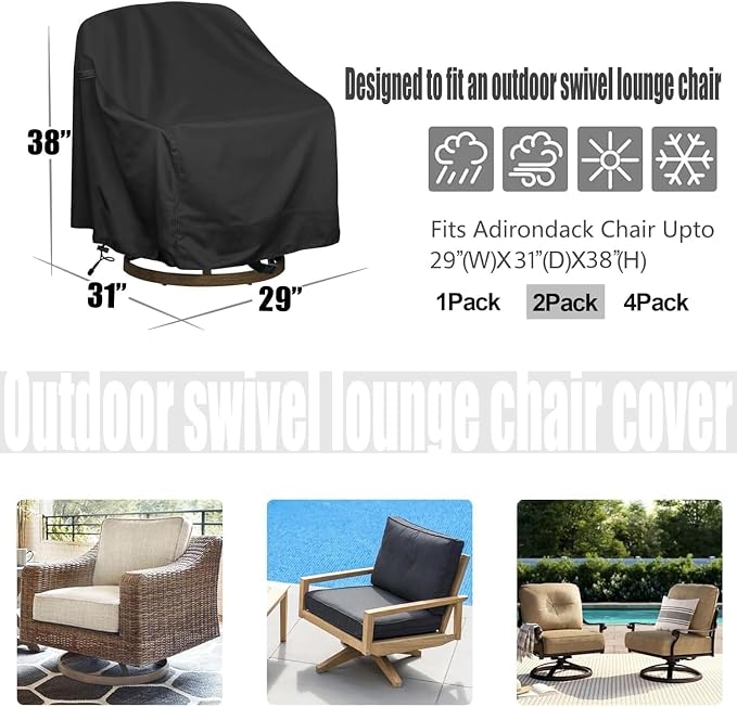 Outdoor Swivel Lounge Chair Cover, Fits to Lawn Patio Chairs, 420D - Image 2