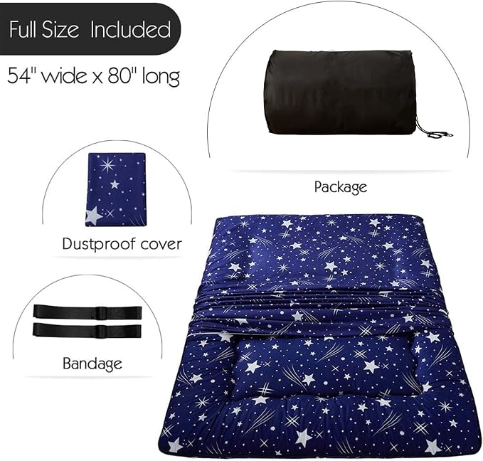 MAXYOYO Navy Starry Sky Japanese Futon Mattress, Tatami Floor Mat, Portable - Image 3
